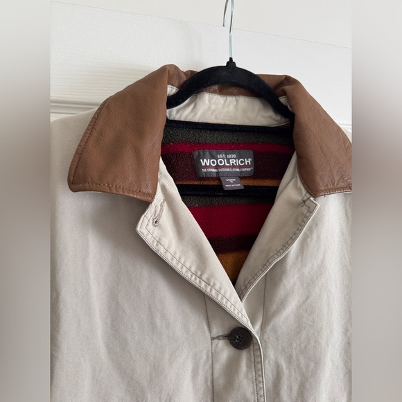 Woolrich Canvas Field Jacket | Fleece Lined | Leather Collar | Women’s M - Picture 3 of 10